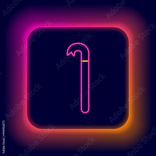 Glowing neon line Crowbar icon isolated on black background. Colorful outline concept. Vector