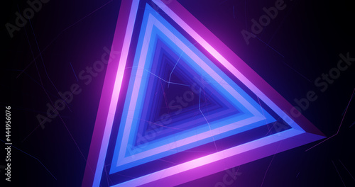 Render with purple and blue triangles with energy in the form of lines