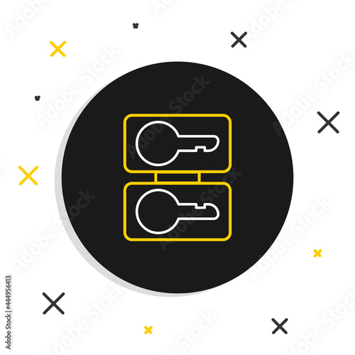 Line Metal mold plates for casting keys icon isolated on white background. Set for mass production and forgery of the keys. Colorful outline concept. Vector