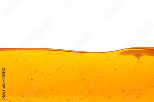 Wave of oil viscosity and air bubbles inside oil isolated on white background.
