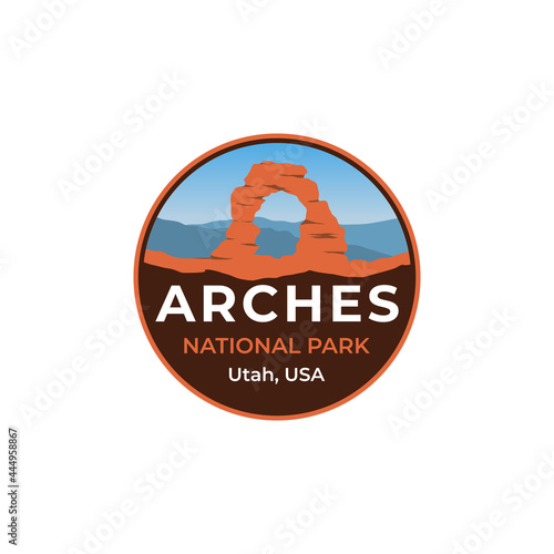 Simple arches national park badge patch sticker retro classic vintage logo illustration