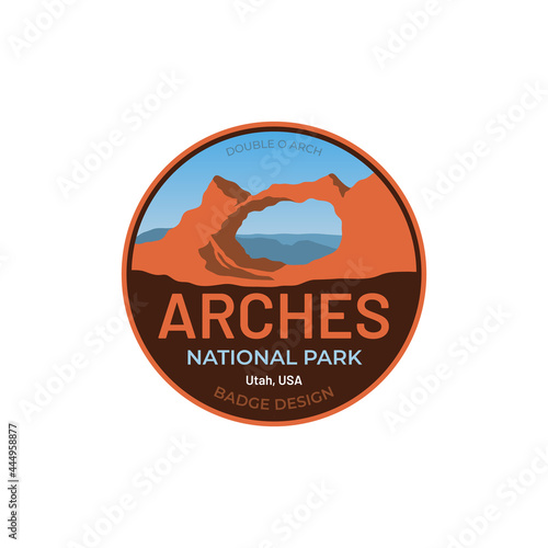 Murais de parede Badge design arches national park patch classic logo illustration outdoor mounta