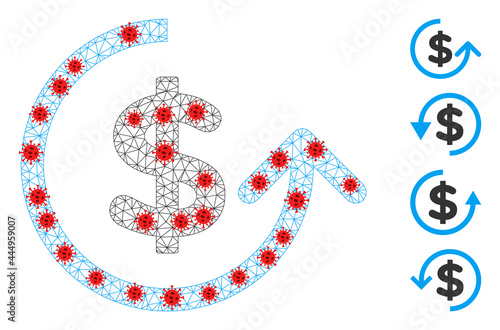 Mesh chargeback using outbreak style. Mesh carcass chargeback image in low poly style with combined linear items and red infection items.