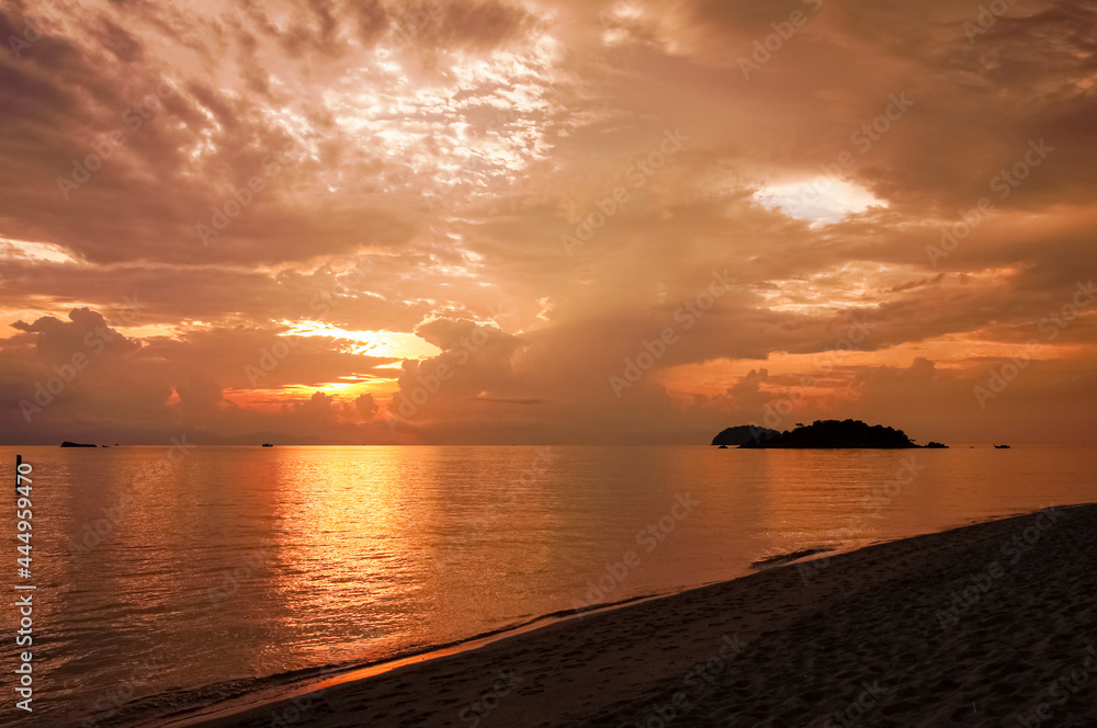 A beautiful sunrise at Koh Lipe in  Andaman sea .Southern  in Thailand