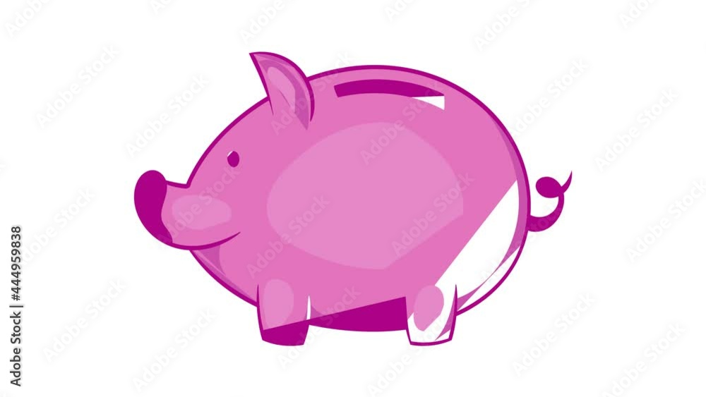 Pink piggy bank icon animation cartoon best object isolated on white background