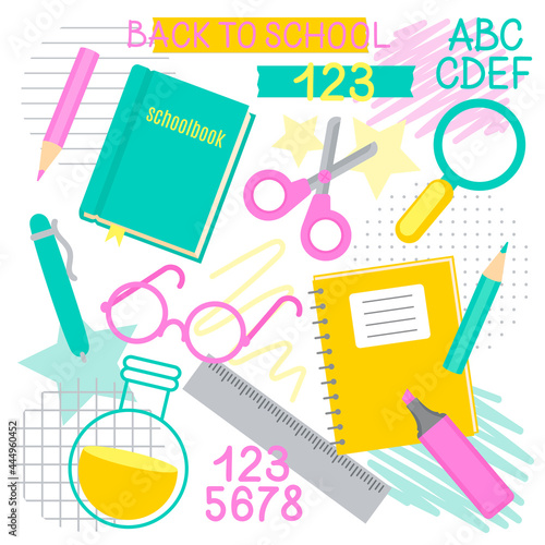 School stationery supplies vector set. Back to school