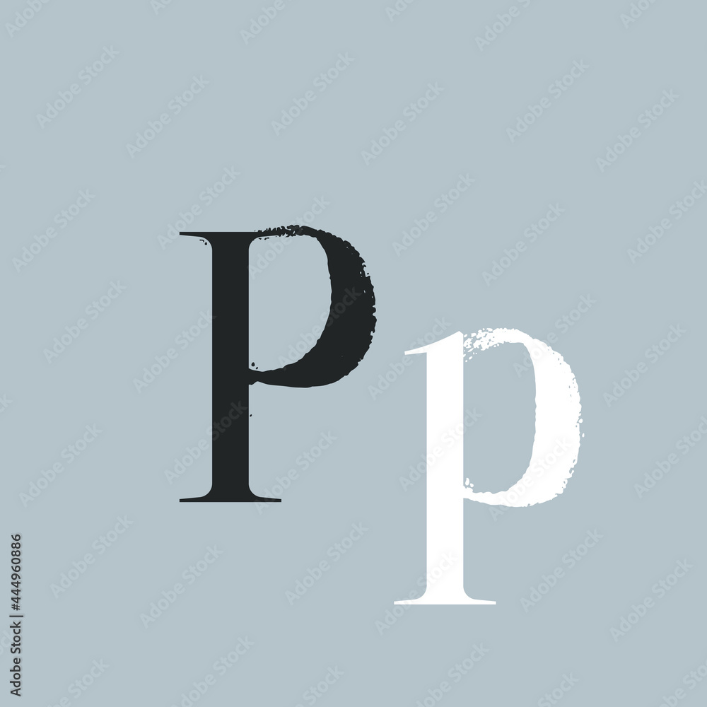 Letter P with dry brush stroke and serif. Stock Vector | Adobe Stock