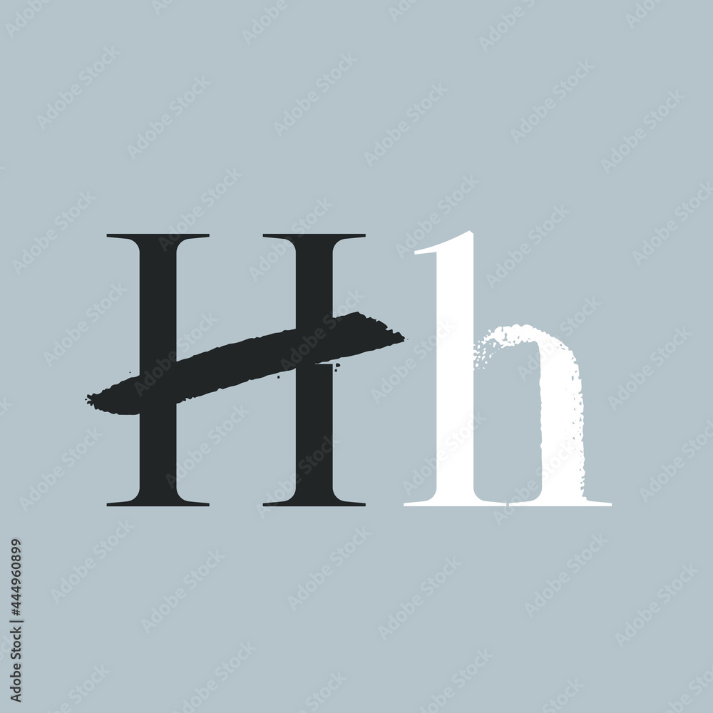 Letter H with dry brush stroke and serif. Letter H with dry brush stroke and serif.