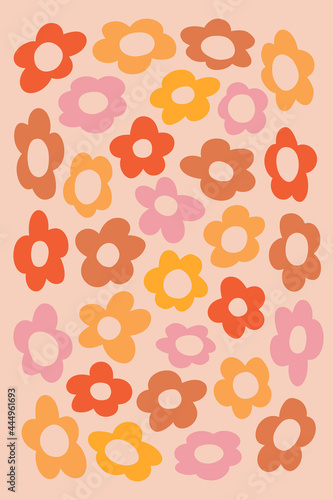 illustration of vintage vector groovy flowers. isolated drawing with modern elements. stylised flowers silhouettes. abstract art for cards, stacionery, posters