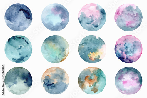 Colorful abstract circle collection with watercolor