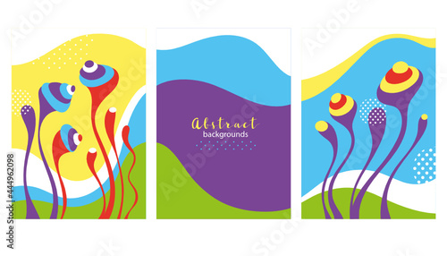 Collection of abstract background designs, bizarre shapes . Vector illustration
