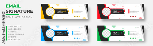 Corporate Modern Email Signature Design template. Email signature template design set with blue, yellow, red and green color. business email signature vector design. vector illustration