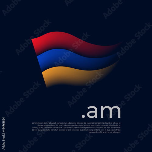 Armenia flag. Stripes colors of the armenian flag on a dark background. Vector stylized design national poster with am domain  place for text. State patriotic banner of armenia  cover