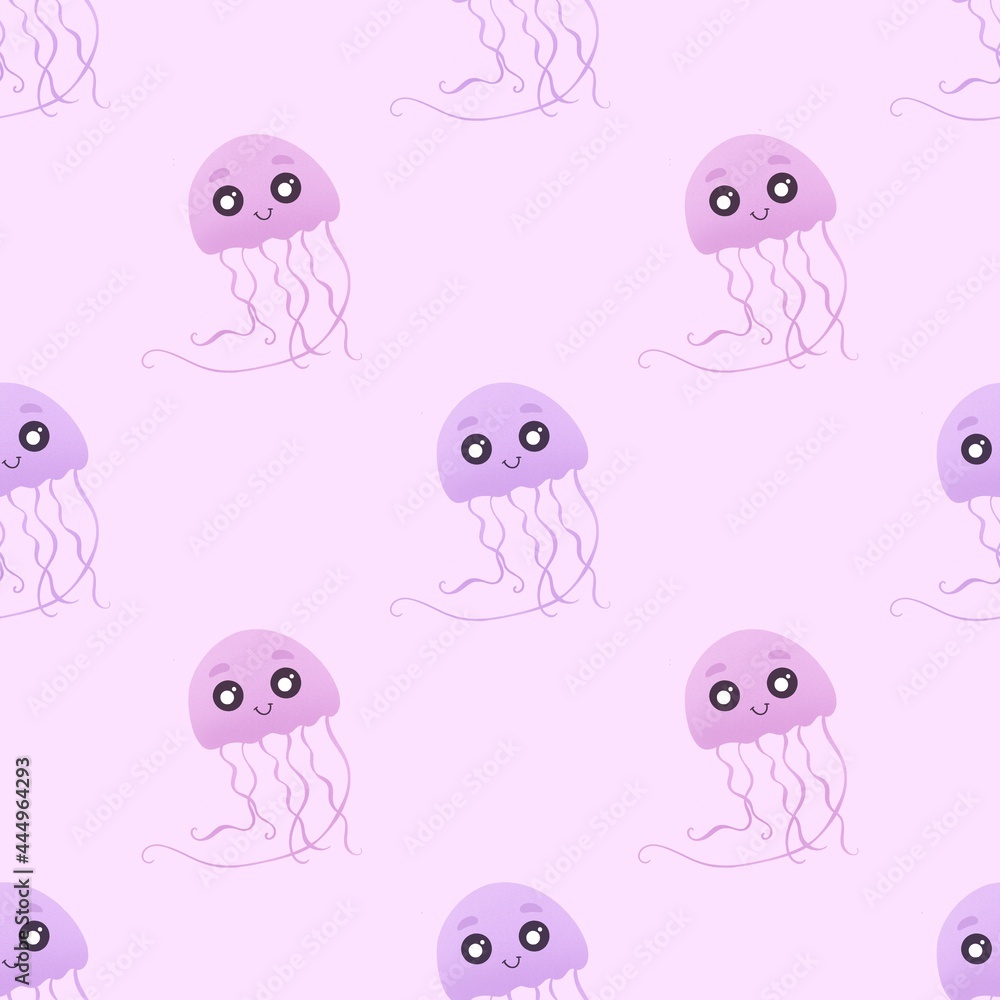 Fototapeta premium cute pattern with colorful jellyfish