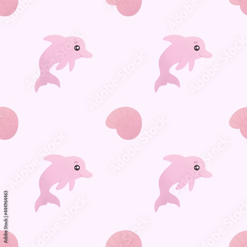 cute pattern with colorful dolphins