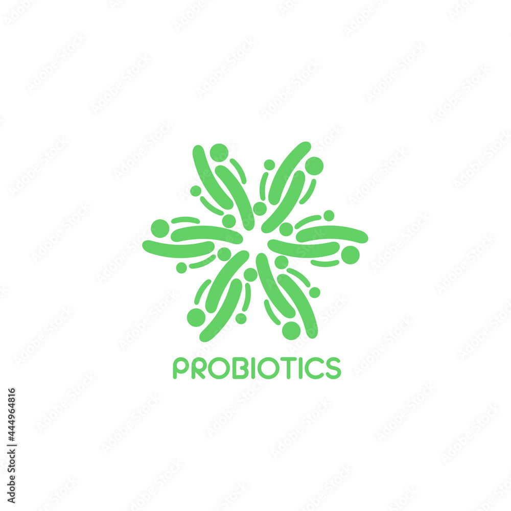 Probiotics logo. Bacteria logo. Concept of healthy nutrition ingredient for therapeutic purposes. Simple flat style trend modern logotype graphic design isolated Probiotics logo. Bacteria logo. Concept of healthy nutrition ingredient for therapeutic purposes. Simple flat style trend modern logotype graphic design isolated