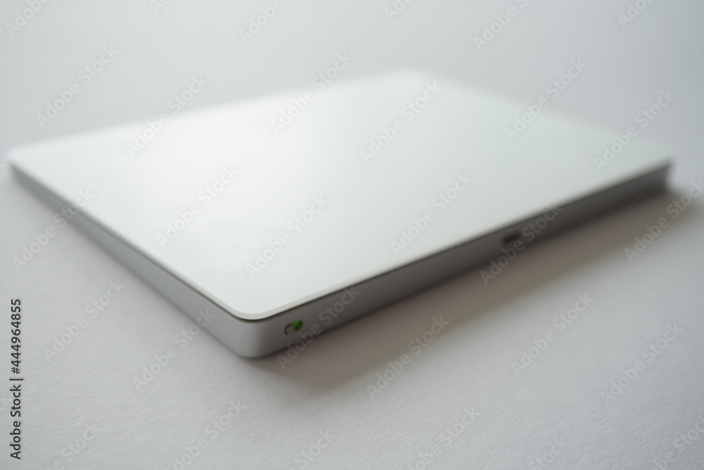 White computer trackpad or touch pad isolated on white background