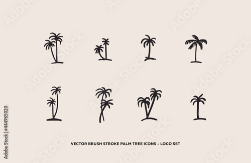 Trendy Vector Brush Stroke Palm Tree  Icon - Logo Set