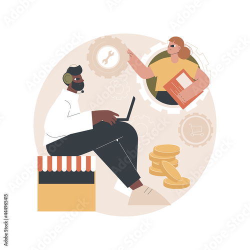 Conversational sales abstract concept vector illustration. Conversational marketing, real-time chatbot sale, dialogue-driven online tool, engage customer, make purchase decision abstract metaphor.