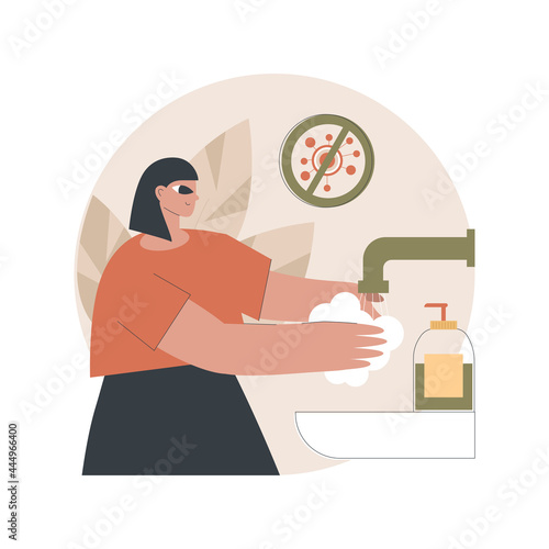Wash your hands abstract concept vector illustration. Prevent virus spread, coronavirus exposure risk, hand sanitizer, personal hygiene, bacterial contamination, do your part abstract metaphor.