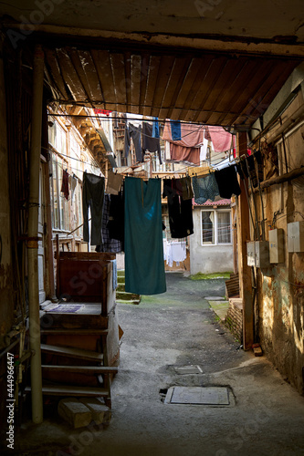 Household traditions in Georgia. The washed laundry is dried on the balcony outside © Kate