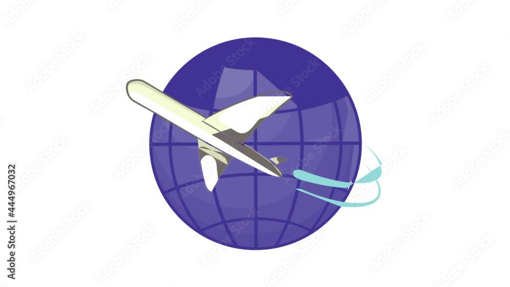 Flights around the world icon animation cartoon best object isolated on white background Flights around the world icon animation cartoon best object isolated on white background