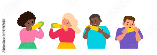 kids eating boiled corn healthy food 