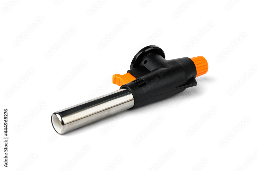 Blowtorch to gas bottle isolated on white background. Blowtorch to gas bottle isolated on white background.