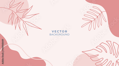 Social media stories and post creative vector background. Background template with copy space for text and images. Abstract coloured shapes, line arts , floral and leaves, warm color of the earth tone