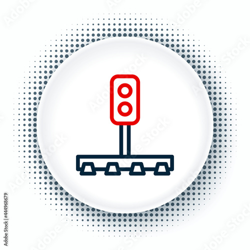Line Train traffic light icon isolated on white background. Traffic lights for the railway to regulate the movement of trains. Colorful outline concept. Vector