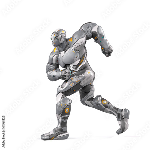 future soldier is walking on white background side view © DM7