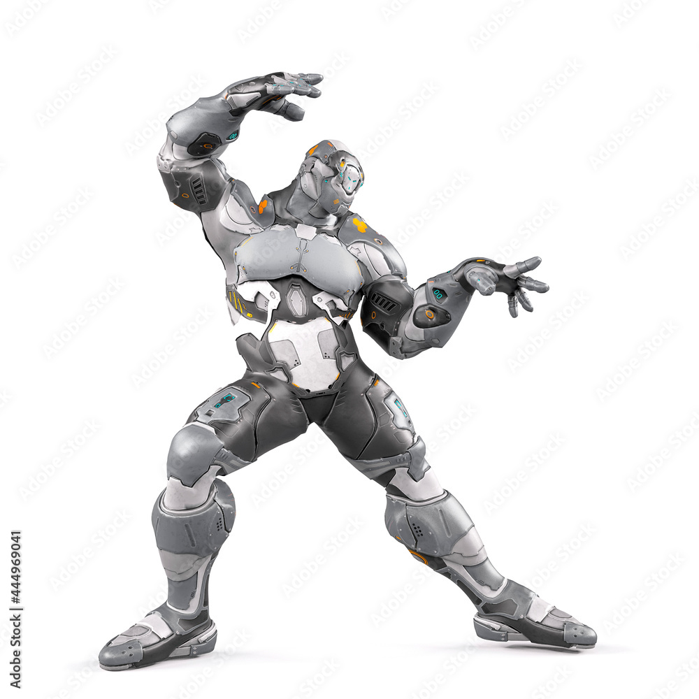 future soldier is doing some magic moves on white background side view