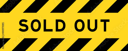 Yellow and black color with line striped label banner with word sold out