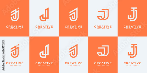 Set of creative abstract monogram letter j logo design collection. photo