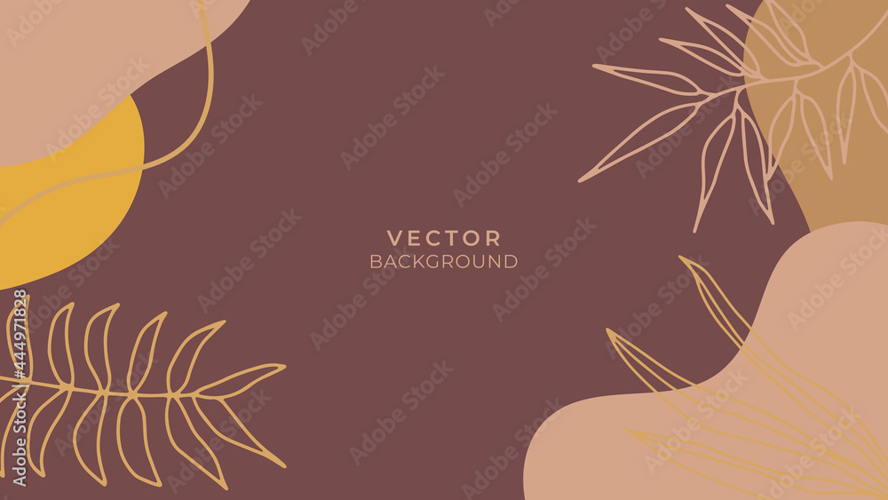Fashion abstract background with organic shapes and hand draw line in earth tone color. Modern design template with space for text. Minimal stylish cover for branding design. Vector illustration Fashion abstract background with organic shapes and hand draw line in earth tone color. Modern design template with space for text. Minimal stylish cover for branding design. Vector illustration