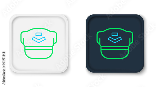 Line Pilot hat icon isolated on white background. Colorful outline concept. Vector