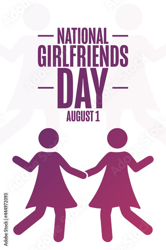 National Girlfriends Day. August 1. Holiday concept. Template for background, banner, card, poster with text inscription. Vector EPS10 illustration.