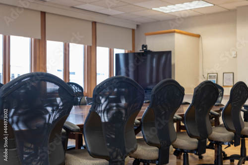 Close-up of conference room table.