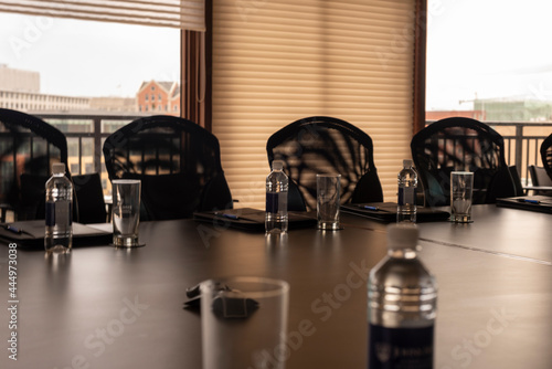 Close-up of conference room table.