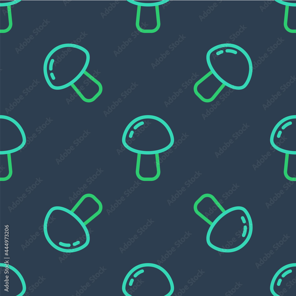 Line Mushroom icon isolated seamless pattern on blue background. Vector Line Mushroom icon isolated seamless pattern on blue background. Vector