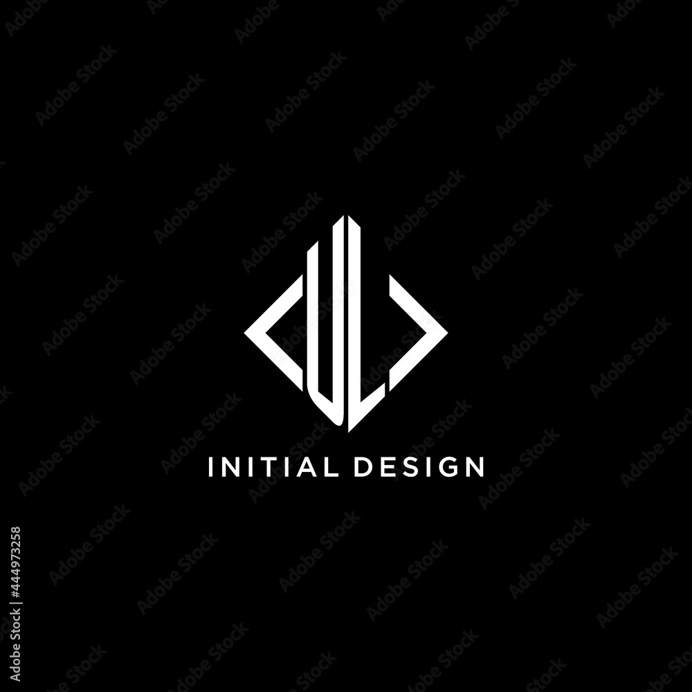 UL initial monogram with rhombus shape logo design - obrazy, fototapety, plakaty 