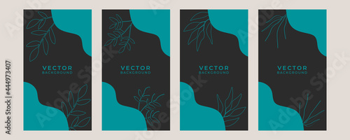 Social media stories, posts, highlights templates. Abstract floral minimal background with aesthetic floral flowers. Abstract floral vector backgrounds with copy space for text
