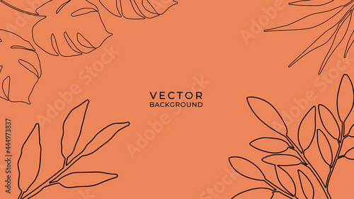 Beautiful pastel social media banner template with minimal abstract organic shapes composition in trendy contemporary collage style. Organic background with floral element, line and blob shapes