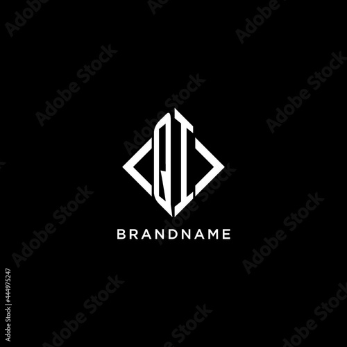 QI initial monogram with rhombus shape logo design