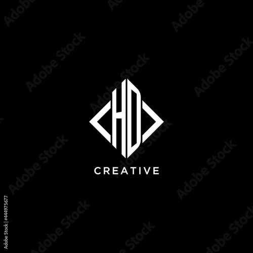 HD initial monogram with rhombus shape logo design