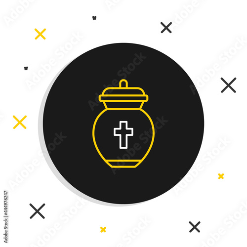 Line Funeral urn icon isolated on white background. Cremation and burial containers, columbarium vases, jars and pots with ashes. Colorful outline concept. Vector