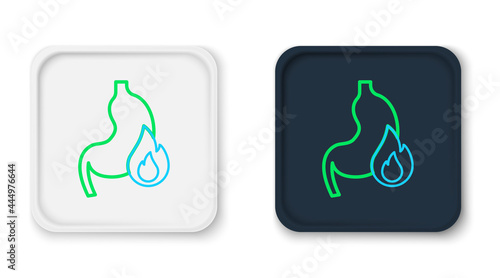 Line Stomach heartburn icon isolated on white background. Stomach burn. Gastritis and acid reflux, indigestion and stomach pain problems. Colorful outline concept. Vector
