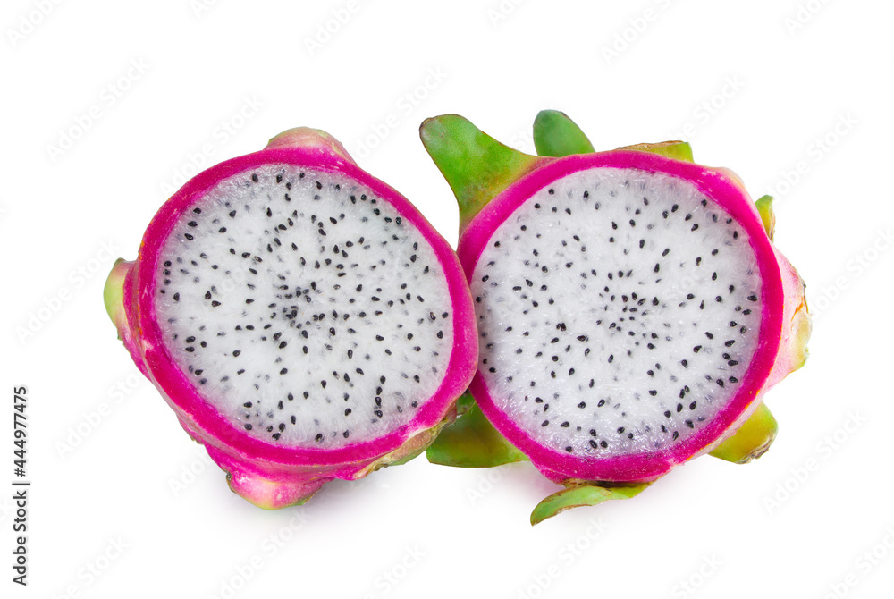 Dragon fruit slice isolated on white background. Dragon fruit slice isolated on white background.