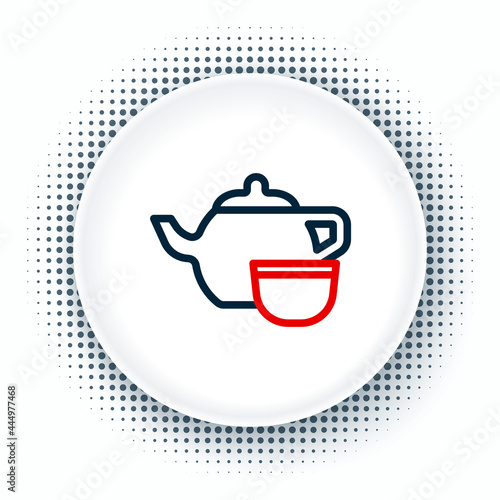 Line Traditional Chinese tea ceremony icon isolated on white background. Teapot with cup. Colorful outline concept. Vector