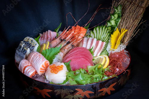 Sashimi, Salmon, Japanese Food Set Delicious Ready To Serve.
